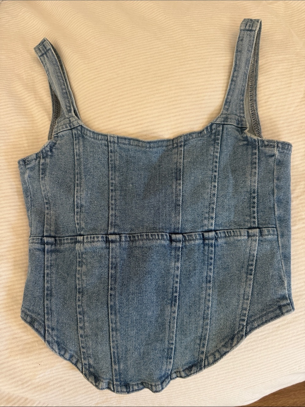 Denim Corset Crop Top - Light Wash Blue